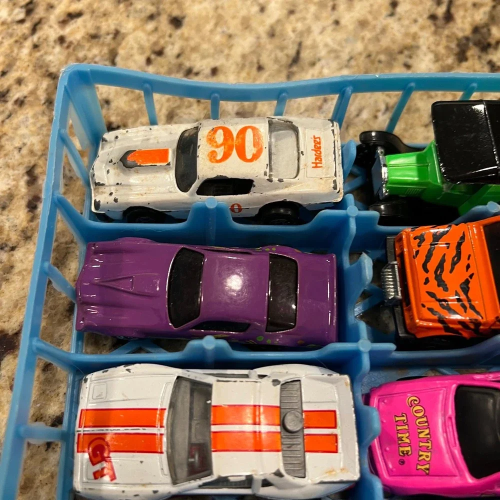 Vintage Diecast Toy Car Lot Emergency Rescue Racing Stock Cars 12pc with Tray